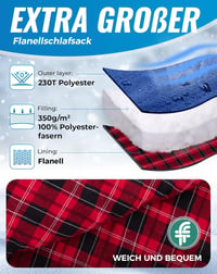 KingCamp XXL Flanel Hálózsák Felnőtteknek, Téli Meleg Deckenschlafsack 220x100cm 4