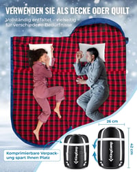 KingCamp XXL Flanel Hálózsák Felnőtteknek, Téli Meleg Deckenschlafsack 220x100cm 6