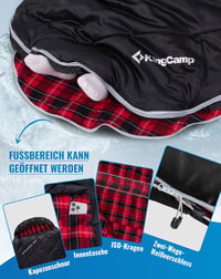 KingCamp XXL Flanel Hálózsák Felnőtteknek, Téli Meleg Takaró Kempingezéshez 220x100cm 7