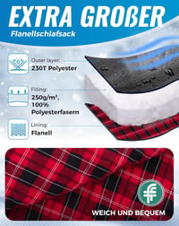 KingCamp XXL Flanel Hálózsák Felnőtteknek, Téli Meleg Takaró Kempingezéshez 220x100cm 4