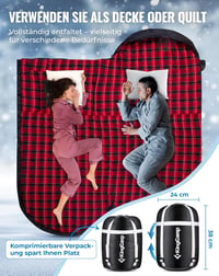 KingCamp XXL Flanel Hálózsák Felnőtteknek, Téli Meleg Takaró Kempingezéshez 220x100cm 6