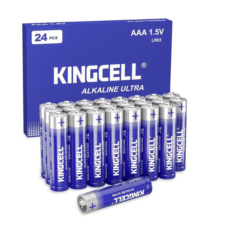 KINGCELL AAA Alkalické batérie 24 ks, Maximum Power, 10-ročná životnosť, dlhotrvajúci výkon, do svietidiel, mikrofónov, diaľkových ovládačov a detských hračiek