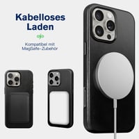 Kožené puzdro kingflag pre iPhone 16 Pro, pravá koža s olejovou úpravou, extra tenké, kompatibilné s MagSafe, čierne 3