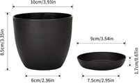 KINGLAKE 10 cm Virágcserép Szett 8 db Fekete Műanyag Tálcával Szukkulentákhoz 2