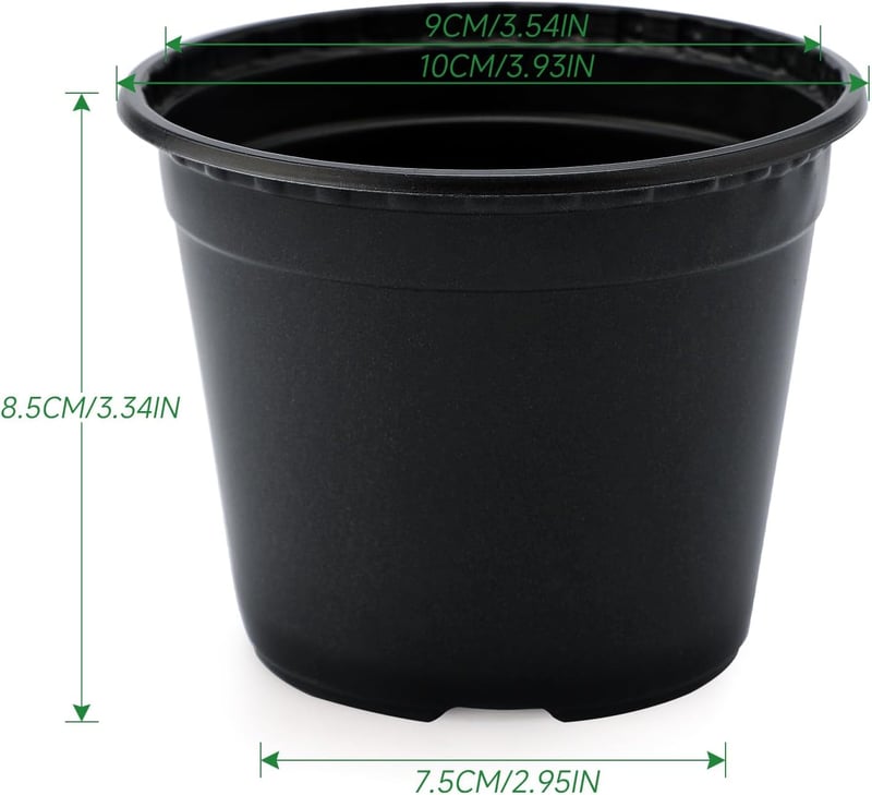 KINGLAKE 100 db fekete műanyag virágcserép 10 cm kerek palántanevelő edény