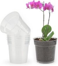 KINGLAKE 11,5 cm Orchidea Cserép Szett 6 db Átlátszó Műanyag Virágcserép Lecsapolónyílással 1