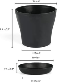 KINGLAKE 16 db 10cm-es fekete műanyag virágcserép tálcával, kaktusz és pozsgás növényekhez 2