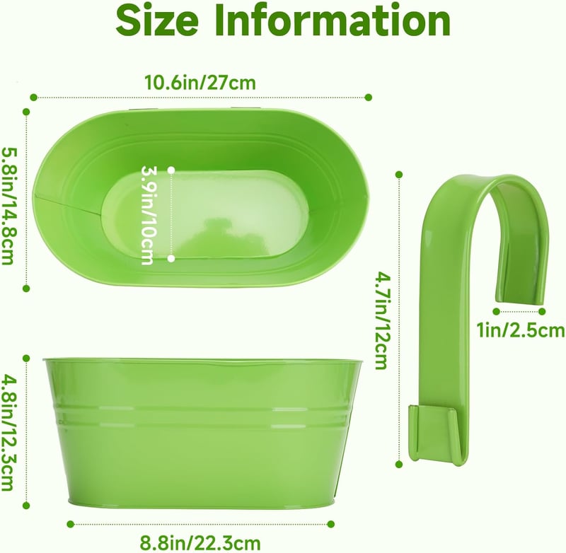 KINGLAKE 27 cm-es fém függőleges virágcserép szett 4 db-os, színes, horoggal és lefolyóval