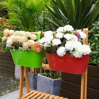 KINGLAKE 27 cm-es fém függőleges virágcserép szett 4 db-os, színes, horoggal és lefolyóval 5