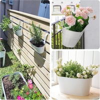 KINGLAKE 27 cm Fehér Fém Függőleges Virágcserép 4 db Levehető Horoggal Erkélyre Kerítésre Ablakra 6