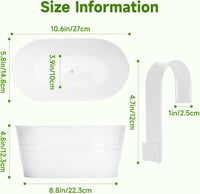 KINGLAKE 27 cm Fehér Fém Függőleges Virágcserép 4 db Levehető Horoggal Erkélyre Kerítésre Ablakra 2