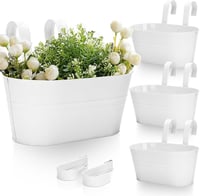 KINGLAKE 27 cm Fehér Fém Függőleges Virágcserép 4 db Levehető Horoggal Erkélyre Kerítésre Ablakra 1