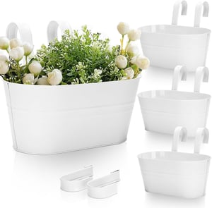 KINGLAKE fém függő virágcserép, 27 cm - fehér - 4 db