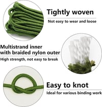 KINGLAKE 6mm zöld nylon kötél 30m erős fonott rögzítő kötél sátorhoz csomagoláshoz 2