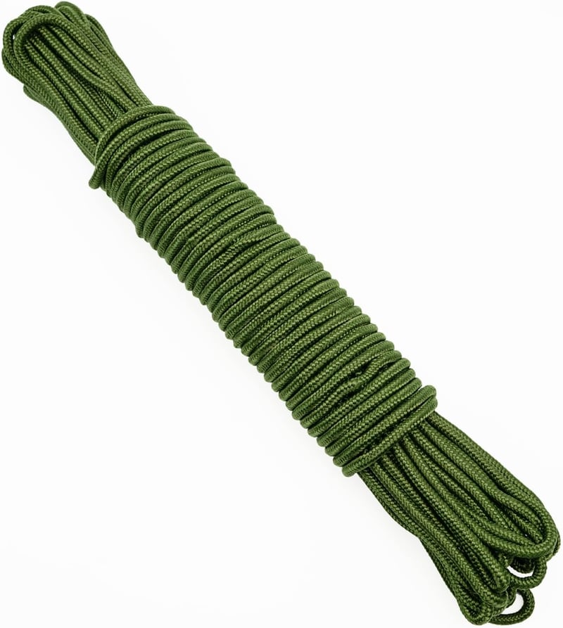 KINGLAKE 6mm zöld nylon kötél 30m erős fonott rögzítő kötél sátorhoz csomagoláshoz
