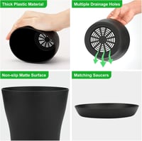 KINGLAKE 8 darabos 10 cm-es virágcserép szett fekete tálcával kaktuszhoz 3
