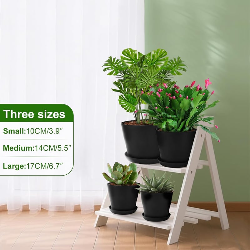KINGLAKE 8 darabos 14 cm-es virágcserép szett fekete tálcával kaktuszhoz