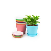 KINGLAKE mini plastový kvetináč s podmisou, 10 cm - viacfarebný - 8 ks 1
