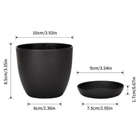 KINGLAKE plastična posuda za cvijeće s podloškom 10 cm, crna - 8 kom. 2