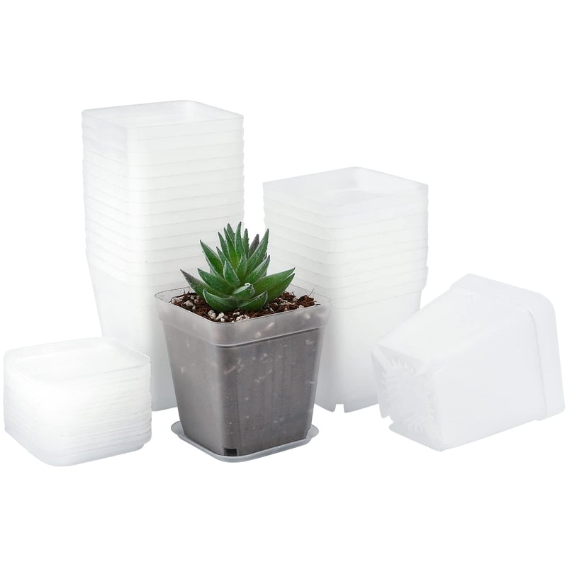 KINGLAKE četvrtasta plastična posuda s podloškom - prozirna - 7 cm - 24 komada