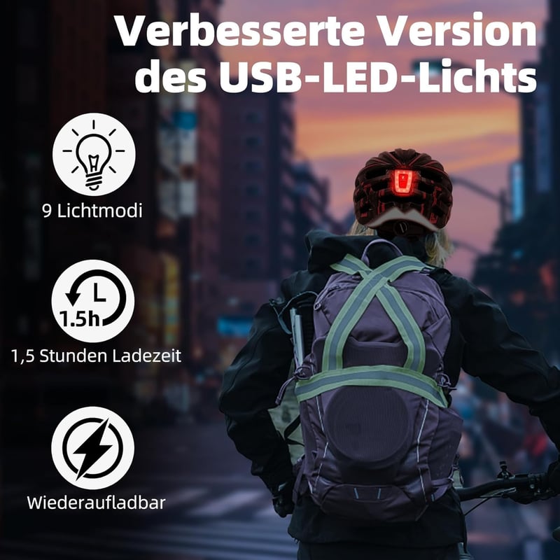 KINGLEAD Kerékpáros Bukósisak Biztonsági Lámpával és Napellenzővel - Unisex, Állítható, Ultrakönnyű, Kék, CE Tanúsított, 54-58cm