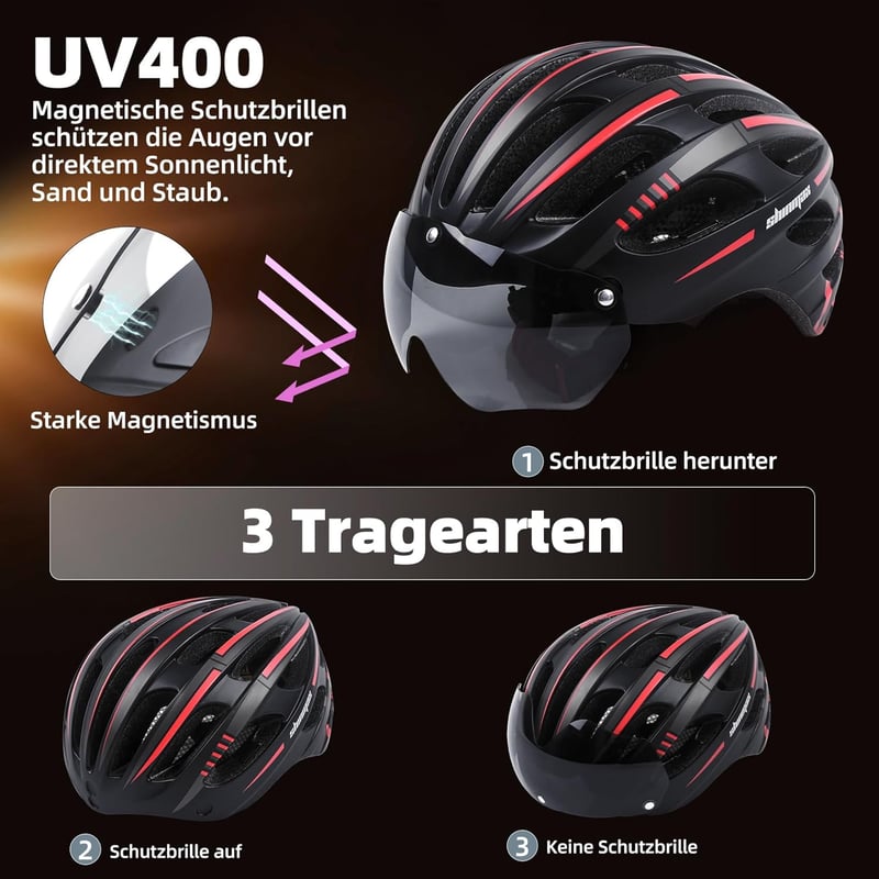 KINGLEAD Kerékpáros Bukósisak Biztonsági Lámpával és Napellenzővel - Unisex, Állítható, Ultrakönnyű, Kék, CE Tanúsított, 54-58cm