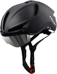 KINGLEAD Kerékpáros Bukósisak Levehető Mágneses Napellenzővel, USB Hátsó Világítással, Állítható Méret 57-62cm, Unisex MTB Sisak - Black 1