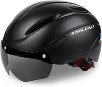 KINGLEAD kerékpáros sisak napszemüveggel, könnyű, szellőző, állítható, mágneses - Black 1