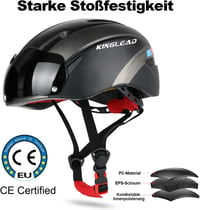 KINGLEAD kerékpáros sisak napszemüveggel, könnyű, szellőző, állítható, mágneses, uniszex (57-62cm) - black titanium 2