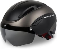KINGLEAD kerékpáros sisak napszemüveggel, könnyű, szellőző, állítható, mágneses, uniszex (57-62cm) - black titanium 1