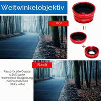 KINGMAS 3 v 1 súprava objektívov pre smartfóny – Rybie oko, makro a širokouhlý klipový objektív pre iPad, iPhone, Samsung a Android zariadenia, červená 6