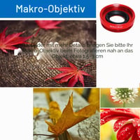 KINGMAS 3 v 1 súprava objektívov pre smartfóny – Rybie oko, makro a širokouhlý klipový objektív pre iPad, iPhone, Samsung a Android zariadenia, červená 5