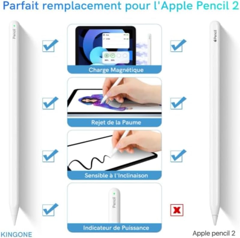 Kingone Charge Mágneses Stylus iPad Pro 12.9 11 Air Mini Tenyérvédelem