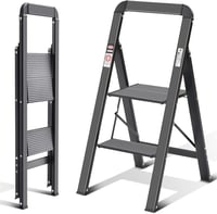 KINGRACK 2 lépcsős alumínium összecsukható létra korláttal 150 kg terhelhetőség 1
