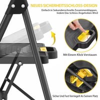 KINGRACK Scăunel pliabil cu 4 trepte, capacitate de 360 kg, trepte late antiderapante, cu mâner, negru, pentru bucătărie și uz casnic 3