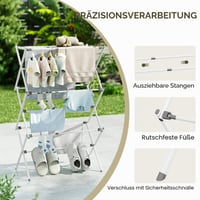 KINGRACK skladací sušiak na bielizeň, rozšíriteľný, 115x37x90,2 cm, na vnútorné aj vonkajšie použitie, bielo-sivý 2