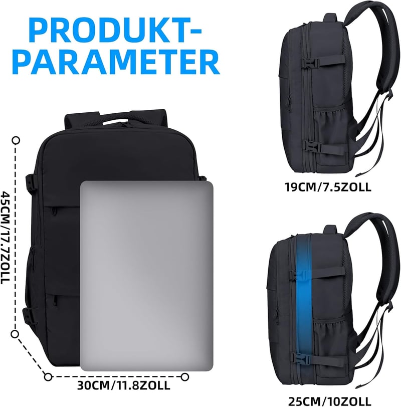 KINGSLONG 33L Vákuumos Utazó Hátizsák 17.3" Laptop Táska USB Csatlakozóval