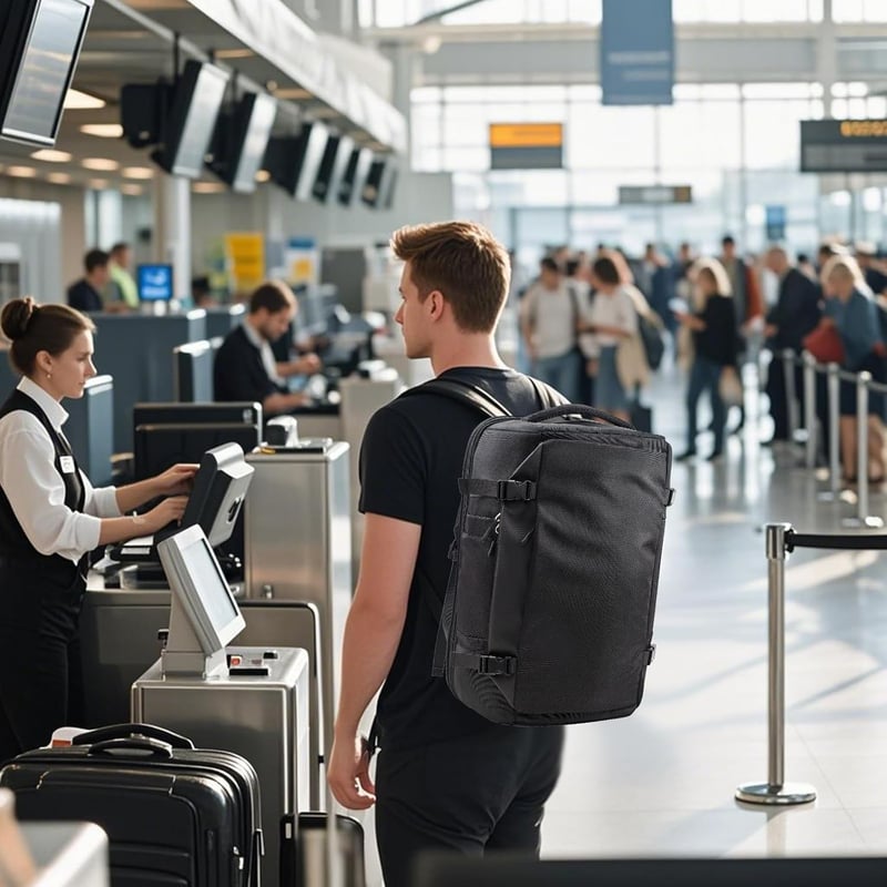KINGSLONG 48L Vákuumos Utazó Hátizsák 17.3" Laptop Táska Repülőgép Kabin Méret Vízálló Fekete