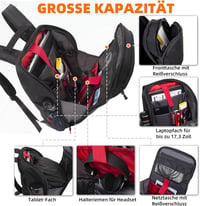 KINGSLONG Vízálló Laptop Hátizsák 15-17,3" - Kemény Héjú Motoros Hátizsák USB Porttal, Gamer és Utazó Táska, Fekete 4