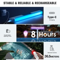 KingSom vodopad fontana za bazen s LED svjetlom, daljinskim upravljačem, punjiva, za nadzemne i ugradbene bazene, ljubičasta 5