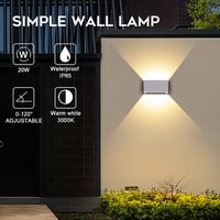 Kingwei 20W LED fali lámpa szürke, fel-le állítható, meleg fehér 3000K, IP65 vízálló 2