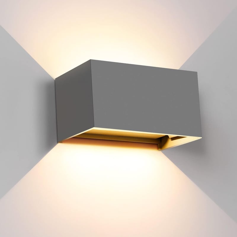 Kingwei 20W LED fali lámpa szürke, fel-le állítható, meleg fehér 3000K, IP65 vízálló