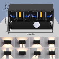 Kingwei 2db 20W LED Kültéri Fali Lámpa Mozgásérzékelővel IP65 3000K 3