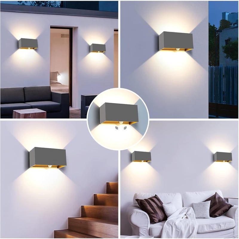 Kingwen 20W LED fali lámpa mozgásérzékelővel, IP65 vízálló, meleg fehér 3000K