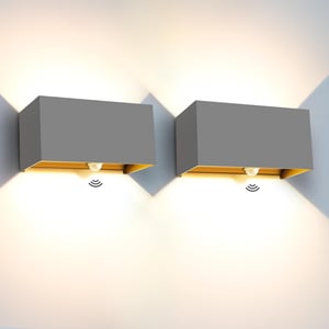 Lampă de perete LED Kingwen 20W cu senzor de mișcare, rezistentă la apă IP65, alb cald 3000K
