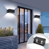 Kingwen 20W LED Kültéri Fali Lámpa Szett - 2db Fekete Alumínium Téglalap Alakú IP65 Vízálló Lámpatest, Állítható Fényszög, 6000K Hideg Fehér 6