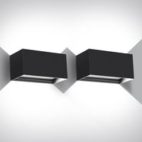 Kingwen 20W LED Kültéri Fali Lámpa Szett - 2db Fekete Alumínium Téglalap Alakú IP65 Vízálló Lámpatest, Állítható Fényszög, 6000K Hideg Fehér 1