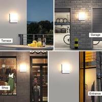 Kingwen 2db LED Fali Lámpa Kültéri Beltéri 15W Meleg Fehér IP65 Fekete 7