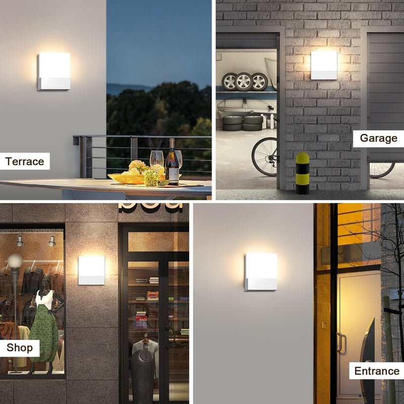 Kingwen 2db LED Fali Lámpa Kültéri Beltéri 15W Meleg Fehér IP65 Fekete