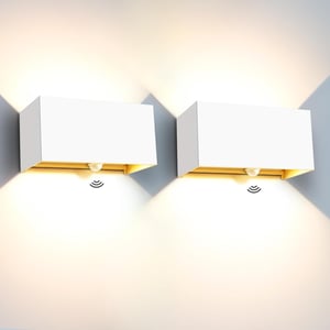 Kingwen 2x20 W LED vanjska zidna svjetiljka sa senzorom pokreta - bijela, 3000 K, IP65